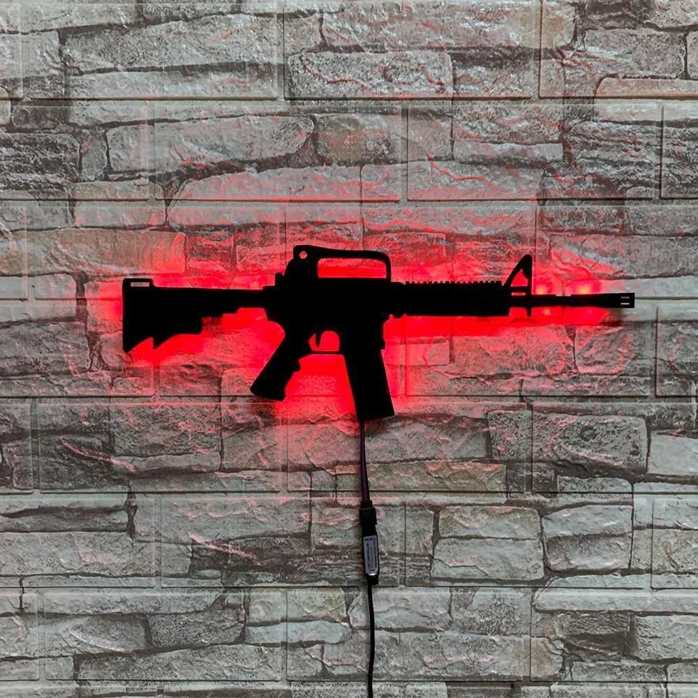 Personalized 3D LED gun-shaped luminous wall light interior background Aura Light USB colored night light M251118