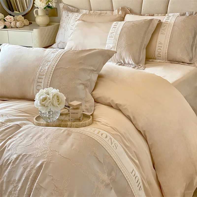 Light luxury 60 skin-friendly cotton four-piece set high-end quilt cover bed sheet mattress beddingM251118