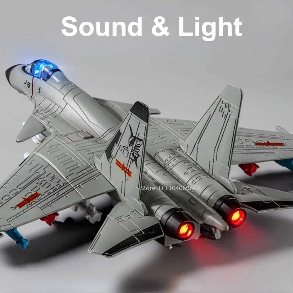 189 Scale J-15 Fighter Model Toy Alloy Military Aircraft Models Light Sound Pull Back Boys Birthday Airplane Collection Gifts C251118