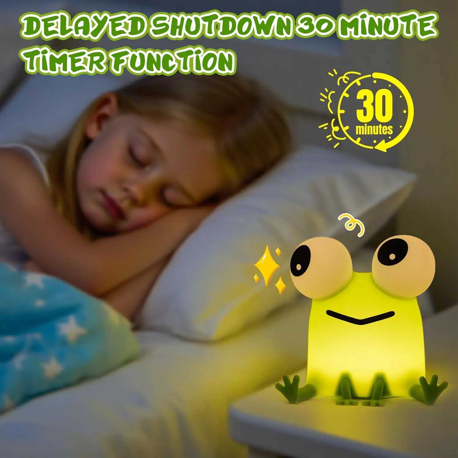 Frog Night Light LED Night Light Children Cute Frog Lamp with Touch Control Dimmable Silicone Childrens Room Night Light M251118