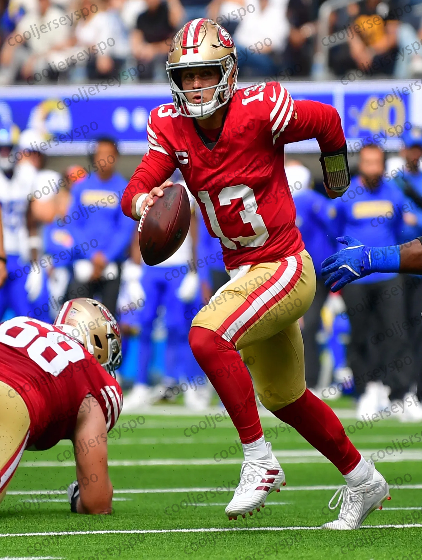 Mens Custom Football 2025 Rivalries Jersey Brock Purdy George Kittle Fred Warner Christian McCaffrey Mac Jones Deommodore LenoirCompetitive version S-