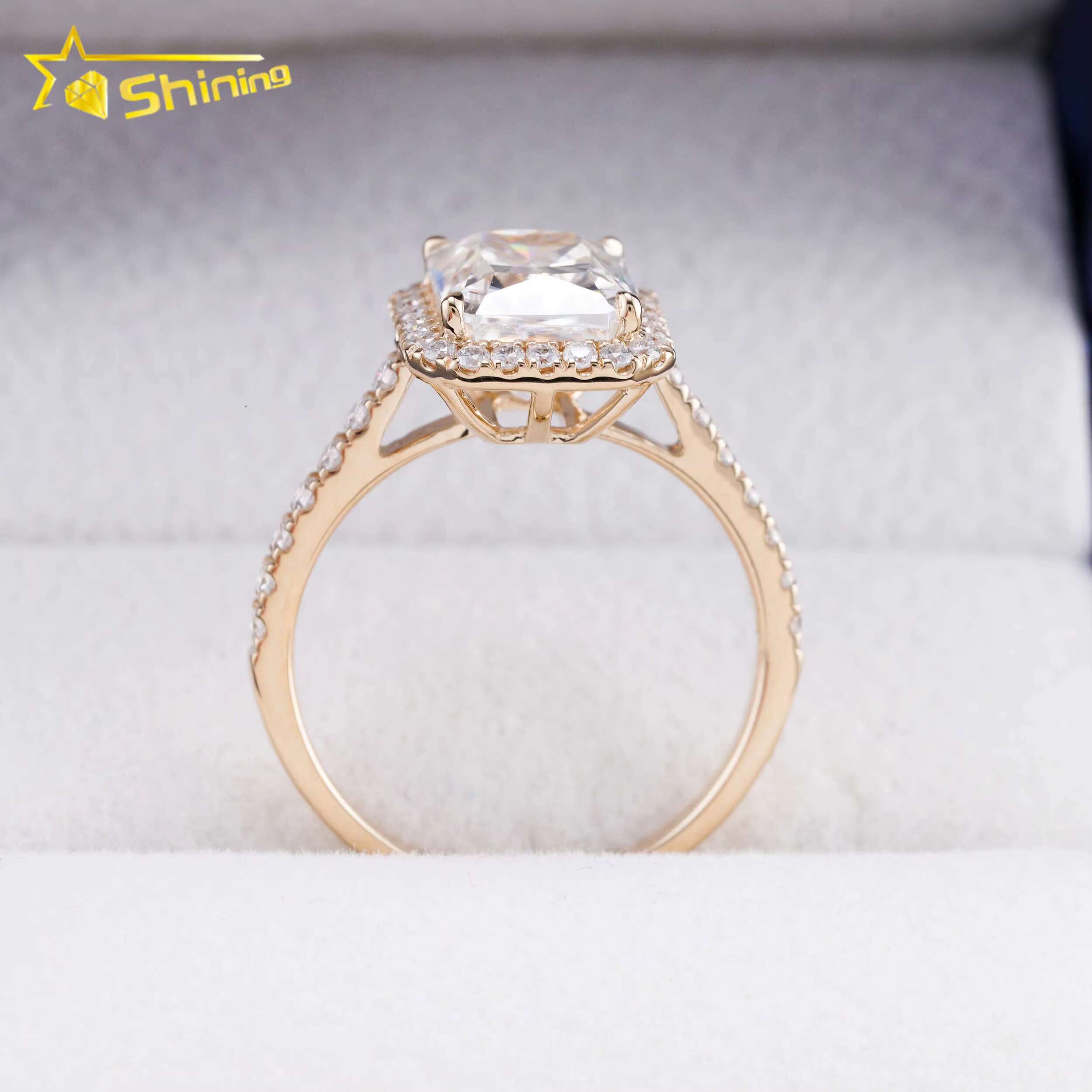 Top Quality 14k Gold 3ct Radiant Cut D Color VVS Moissanite Dia Engagement Ring for Women