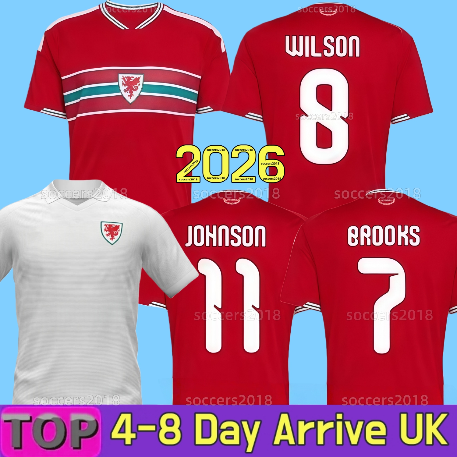 Wales 2026 2027 World Cup Home Soccer Jerseys BROOKS WILSON JOHNSON Neco Williams 26 27 Away Fans Player Version football shirt men kids kit quality Red uniform