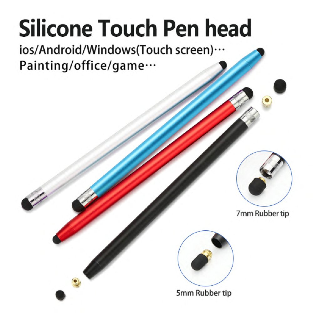 2 in 1 Metal Replaceable Rubber Tip Stylus Pen Pencil Stylus Touch Pen for Touch Screen for iPad and iPhone Universal Touch Phone Pen Mobile Phone Acc