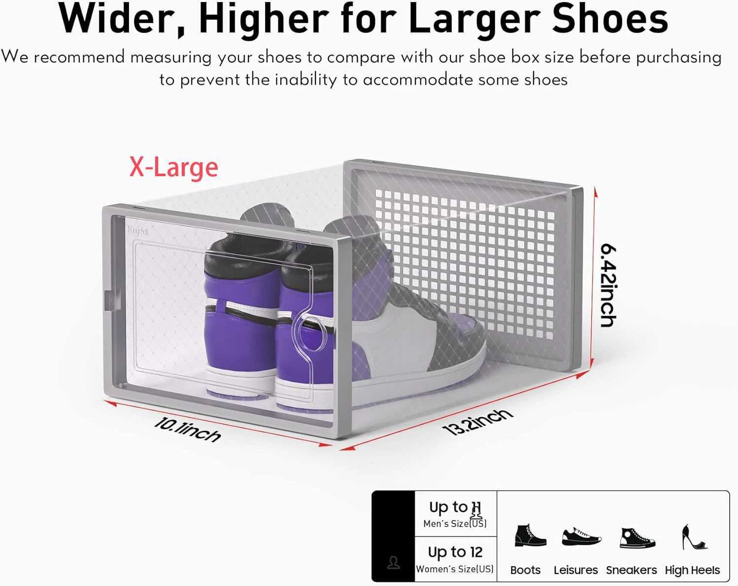 X-Large Shoe Storage Boxes Organizers Clear Plastic Stackable 12 Pack Shoe Rack Holder Substitute Sneaker Containers H251117