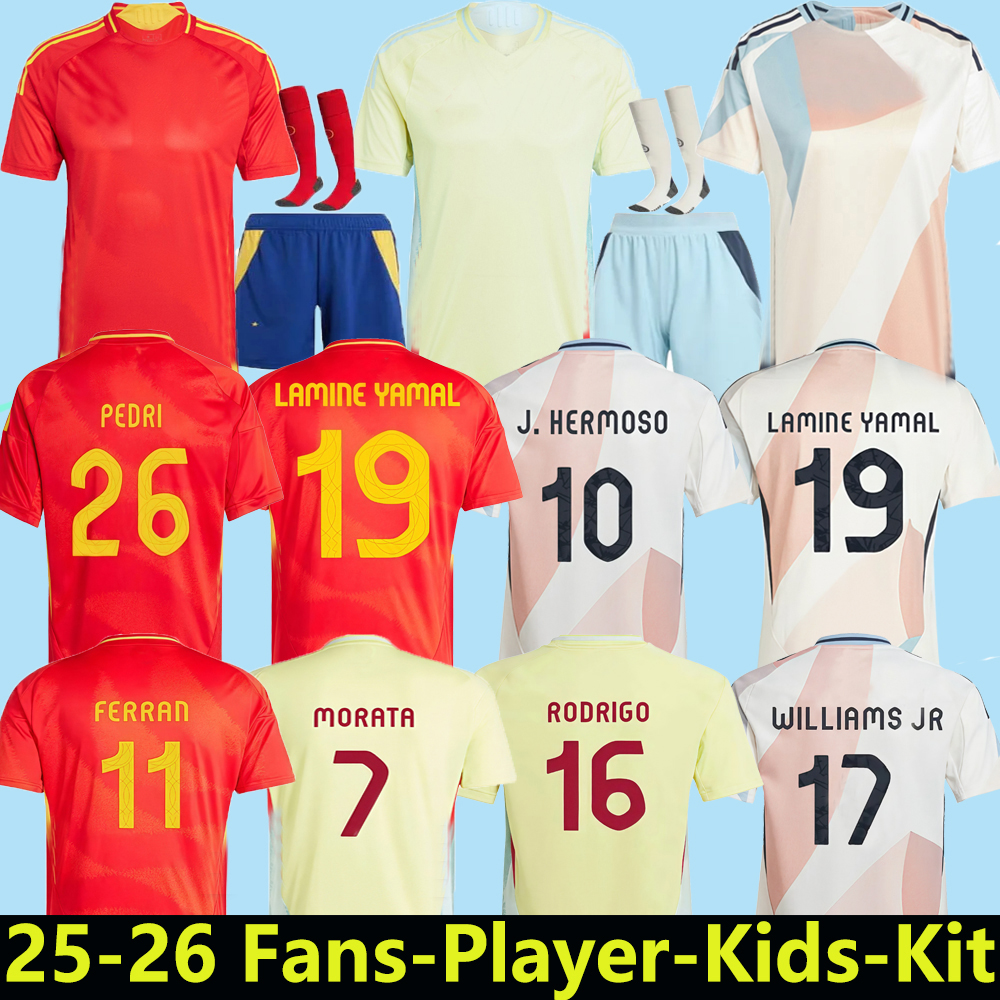 LAMINE YAMAL 24 25 26 Spain soccer jerseys PEDRI 2025 2026 Espana MORATA CARVAL fans Player football shirt men woman kids kits OLMO FERRAN RODRIGO WILLIAMS JR WILLIANS