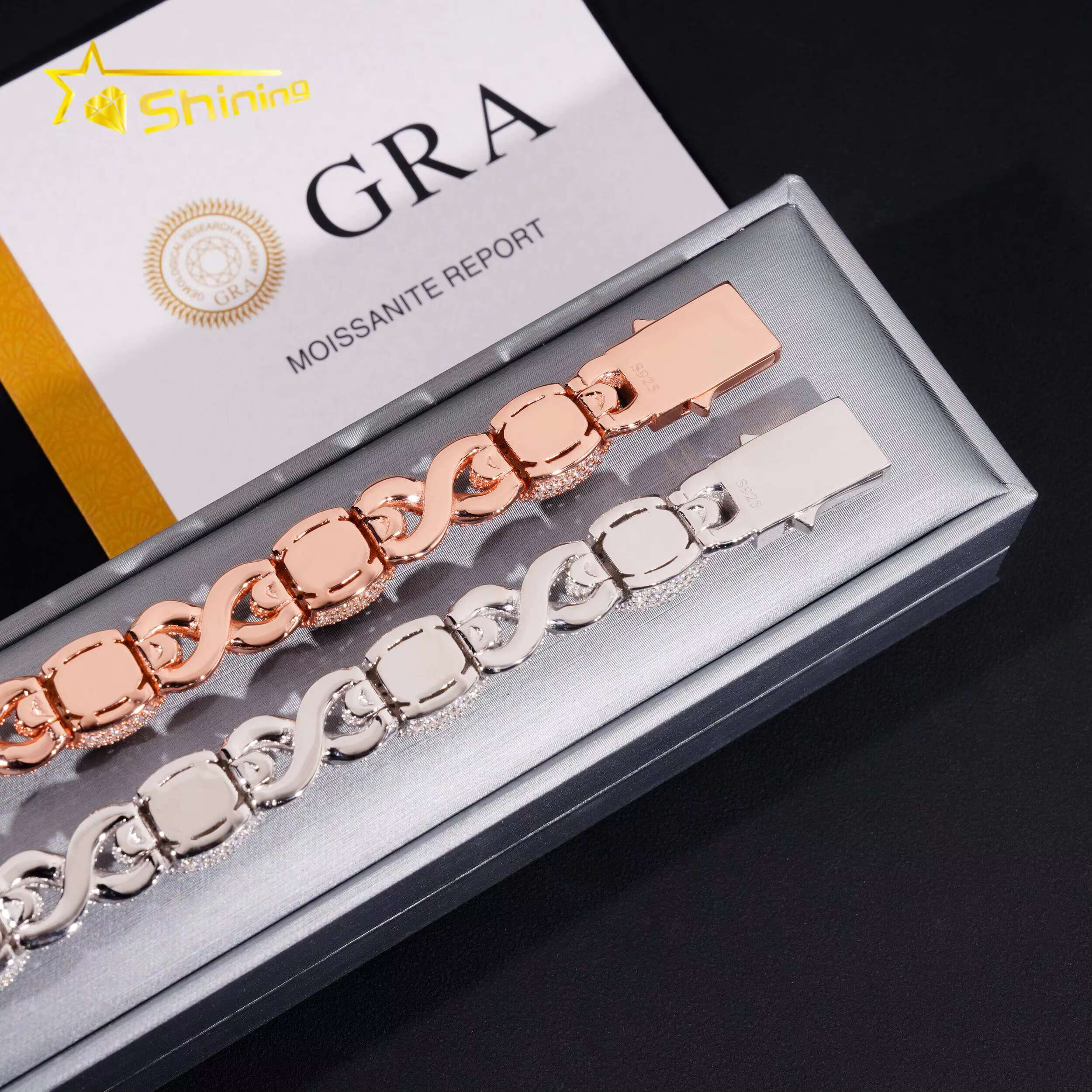 New Stock Sterling Sier Gold Plated Hip Hop Jewelry Custom Colored Infinity Moissanite Cuban Bracelet Cat Eye Bracelets