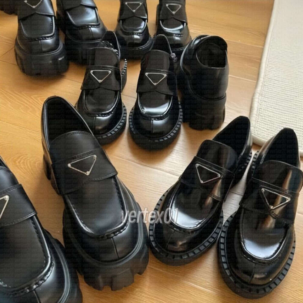 Monolith loafers platfrom shoe designer shoes brushed leather women loafer slip on lady oxford chunky rubber matte lug sole party wedding shoe black sneakers