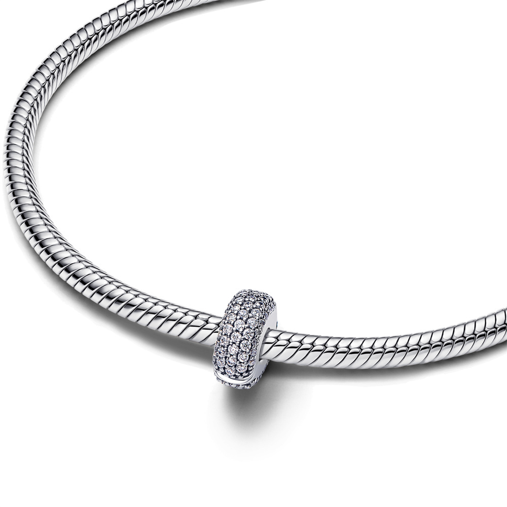 FewDook Hot Sale Silver Plated Sparkling Crescent Moon Snowflake Dangle Charm Fit Pan Bracelet Making For Woman Fashion Jewelry Gifts