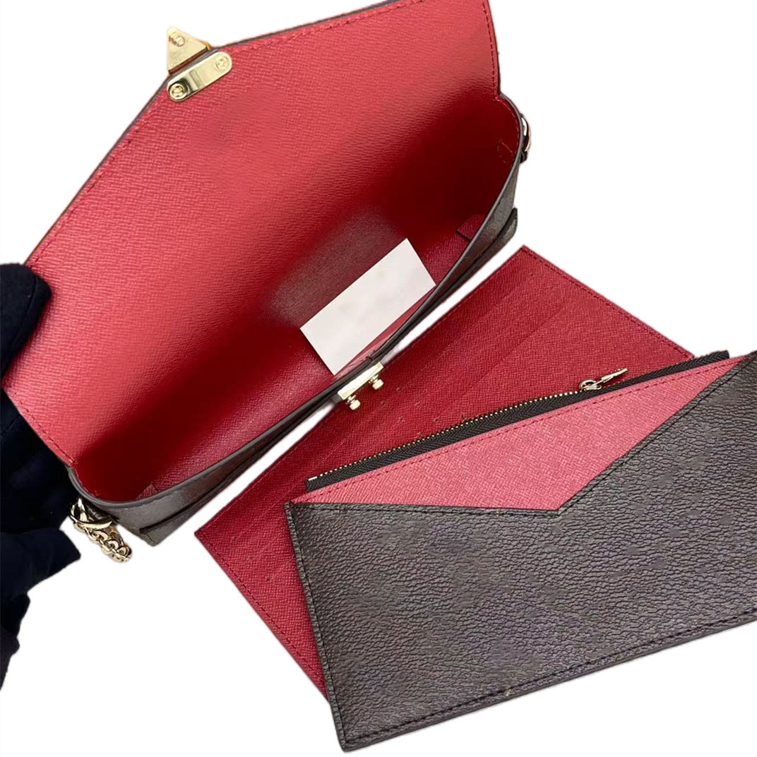 Genuin leather designer Woman Chain Wallet clutch Purses with removable card holders and coin purses