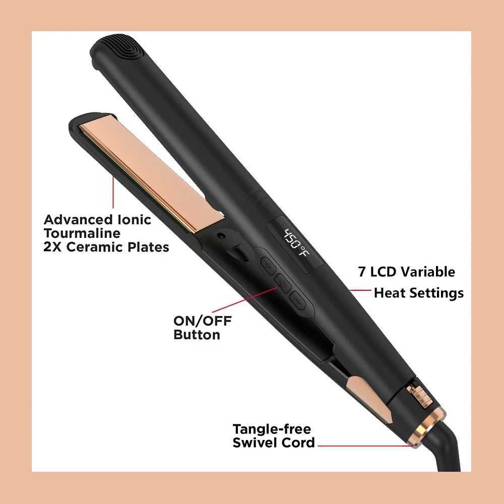 Original Ceramic Straight Flat Iron 1 Plate Black Professional Salon Model Straightener and Curler Planchas pelo W250418