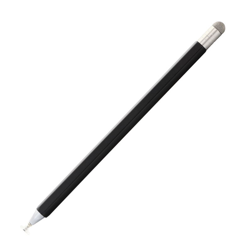 Dual-Tip Rotary Fabric & disk Metal Stylus Pen - Personalized Logo, Hexagon Holder for Students and School mobile phone tables