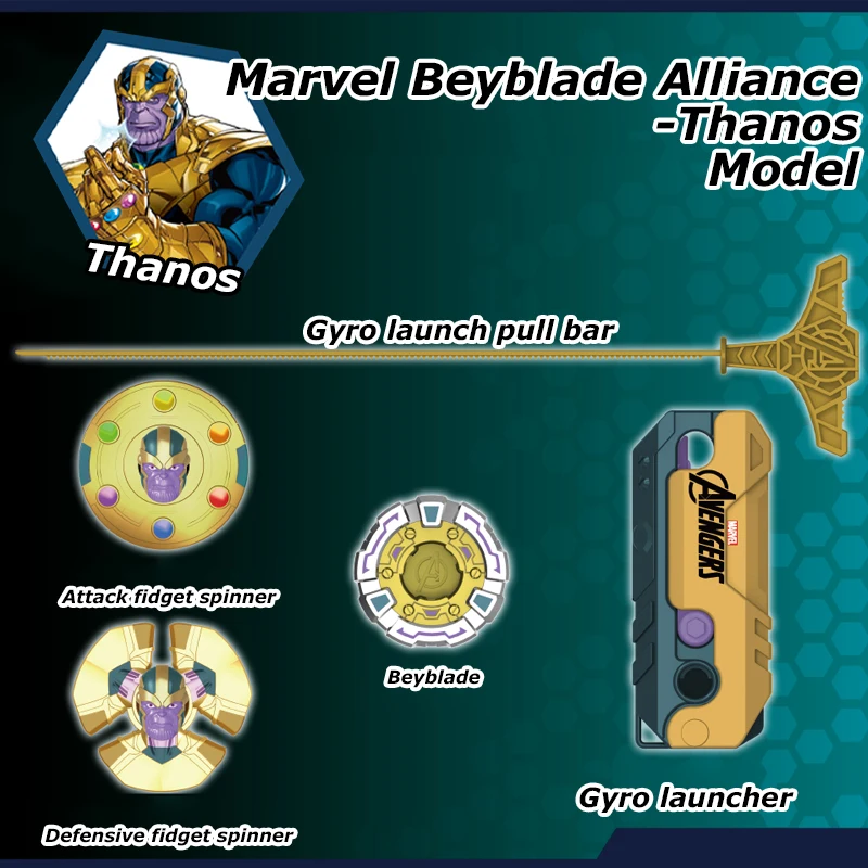 Marvel Avengers Thanos Style Beyblade Battle Game Beyblade launcher 4PCS Fidget Spinner Movie Peripheral Toy Set Boys Gifts