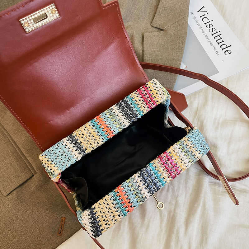 Summer woven women's 2025 new fashionable dinner box bag, hand-held shoulder crossbody bag