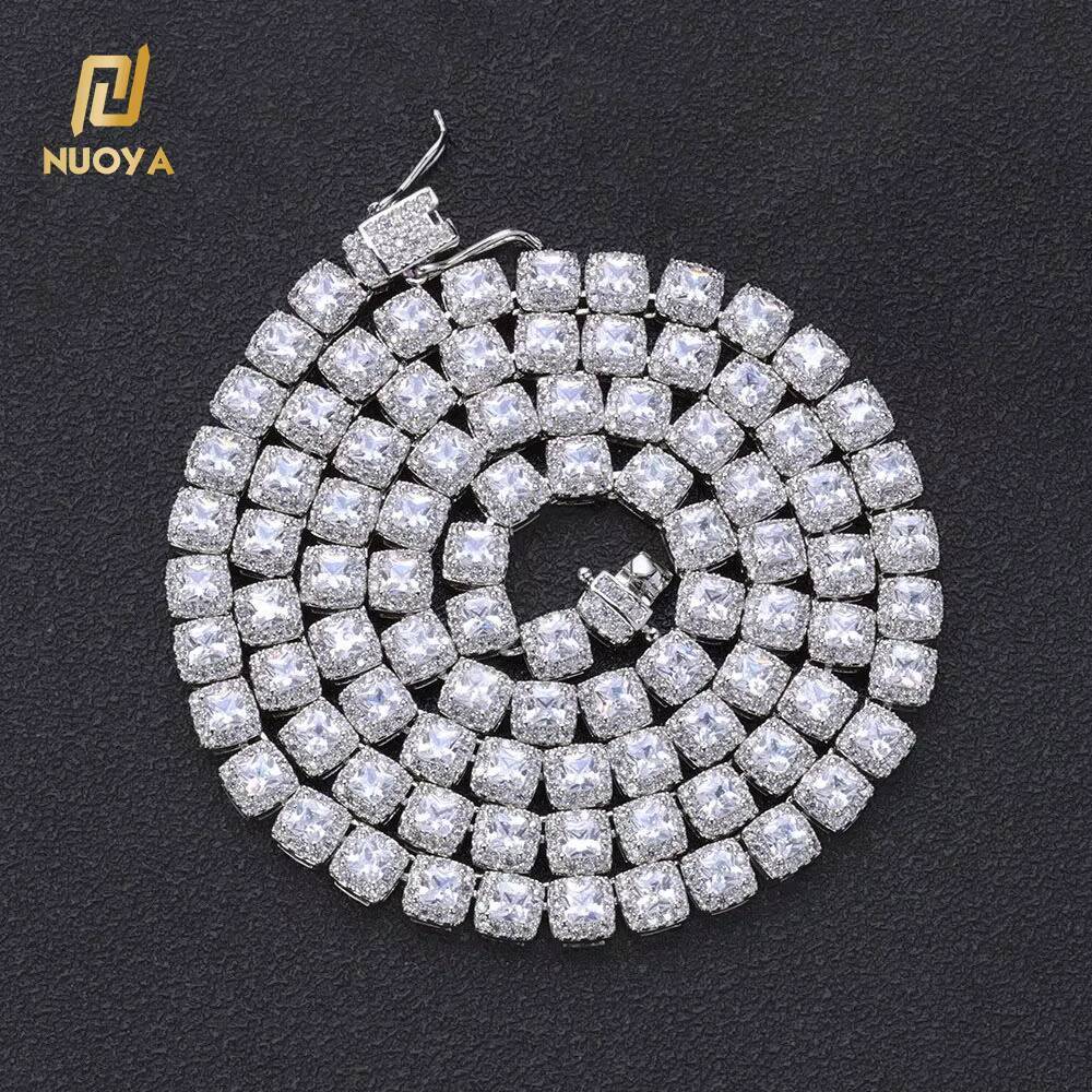 Laboratory cultivation of Moissanite Wholesale Premium 5mm Cluster Tennis Chain Choker Necklace Gold Plated Iced Out CZ Diamond Chain Necklaces for Wo