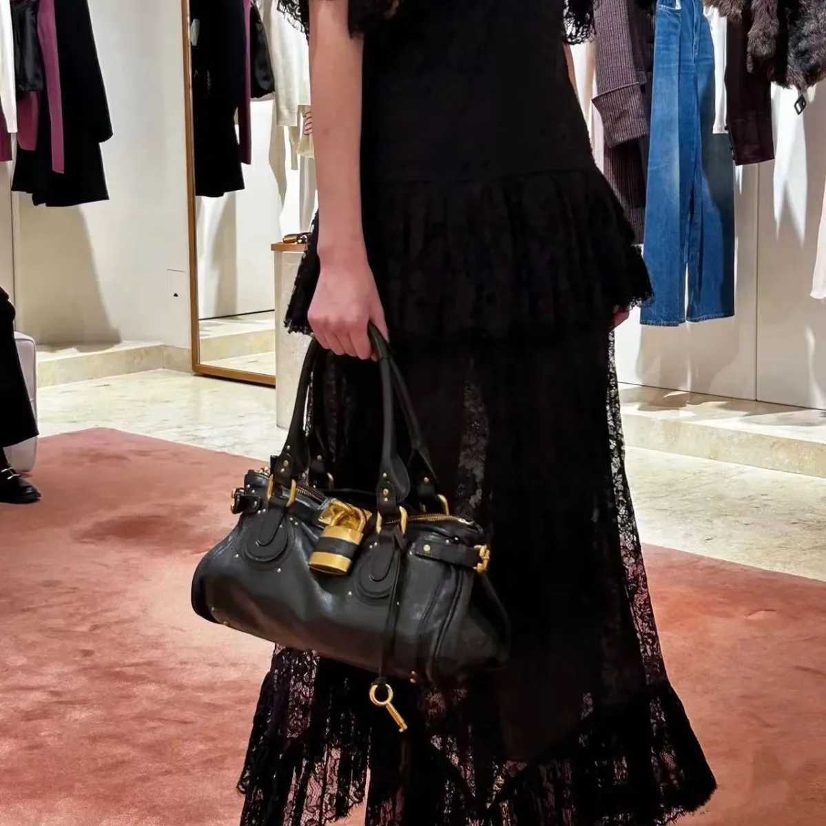 PADDINGTON BAG Womens Uni Bag Fashionable Top Handle Tote Bag with Golden Lock Luxury Design Shoulder Handbags for Ladies H251118