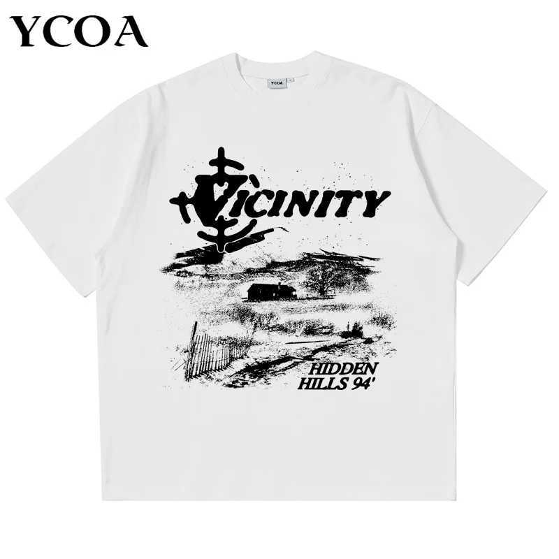 Men T-Shirt Cotton Vicinity Y2k Strtwear Graphic Korean Fashion Print Harajuku Vintage Tops Ts Oversized Aesthetic ClothesC250418