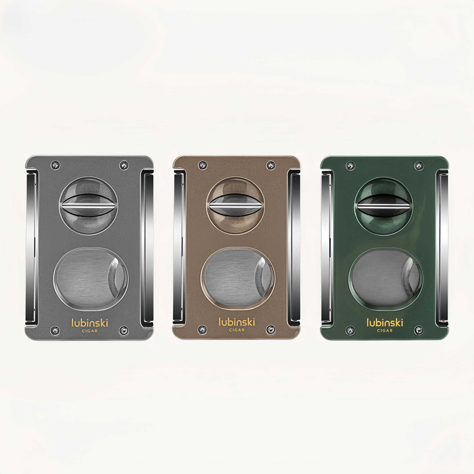 LUBINSKI Cigar V Cutter Metal Luxury Punch Double Use Cigar Knife Smoking Accessories Standing Cigar Holder With Gift Box CT-082C250415