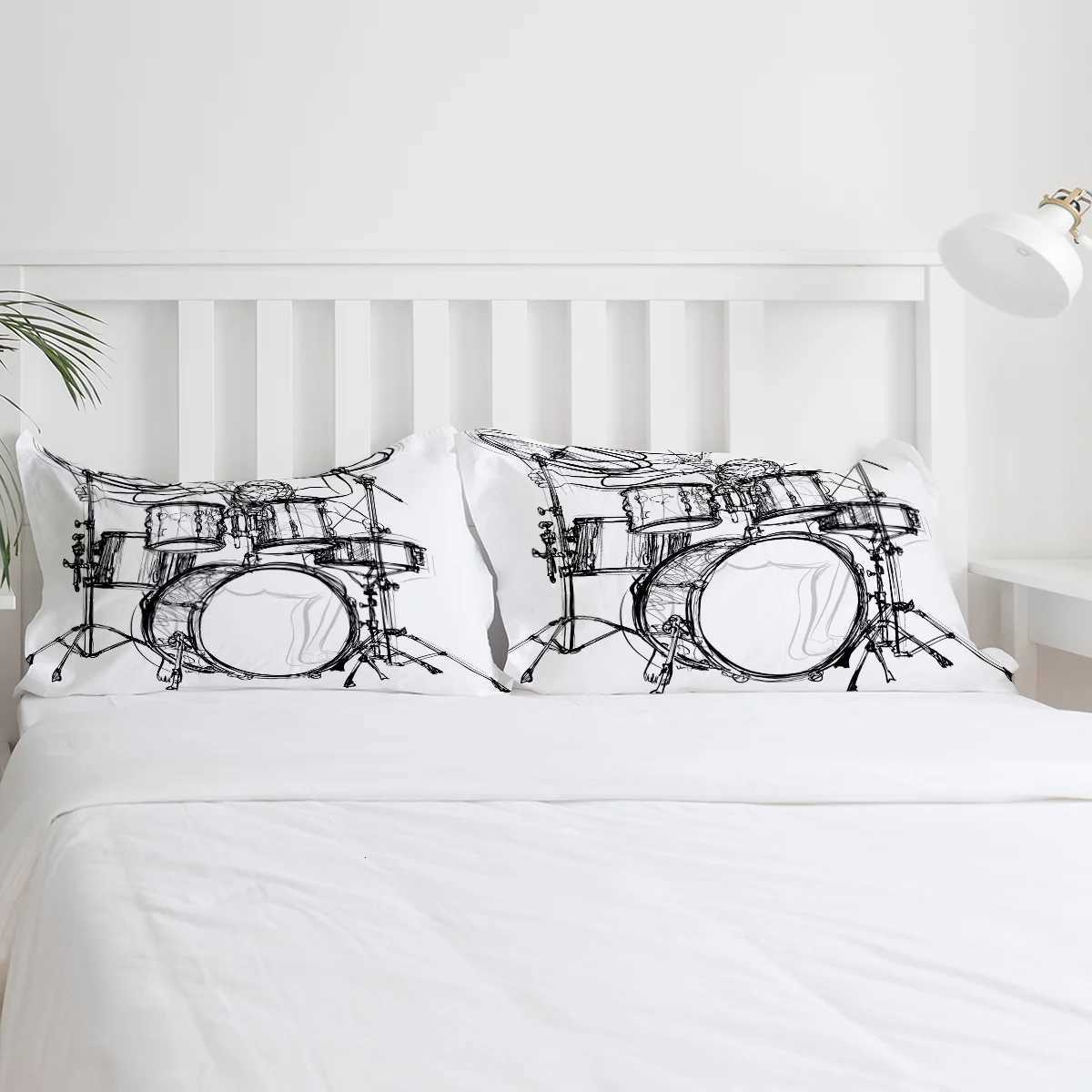 Shelf Drum Rock Music White Bedding Set 3pcs Duvet Cover case Kids Adult Quilt Cover Double Bed Set Home TextileM251118