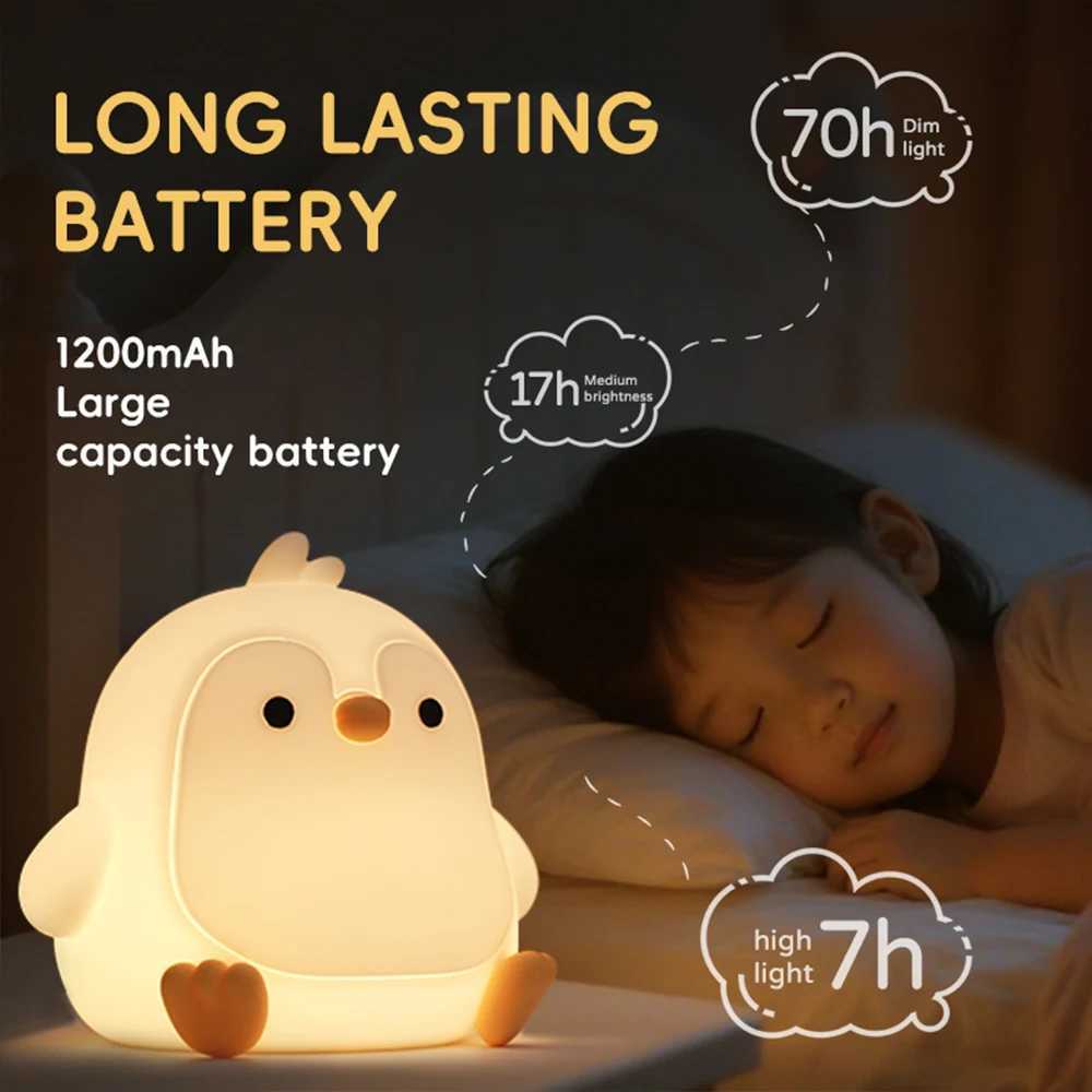 Cute Silicone Penguin Night Light Dimmable Novelty Kids Night Light With Touch Sensor USB Rechargeable Suitable For Kids Gifts M251118