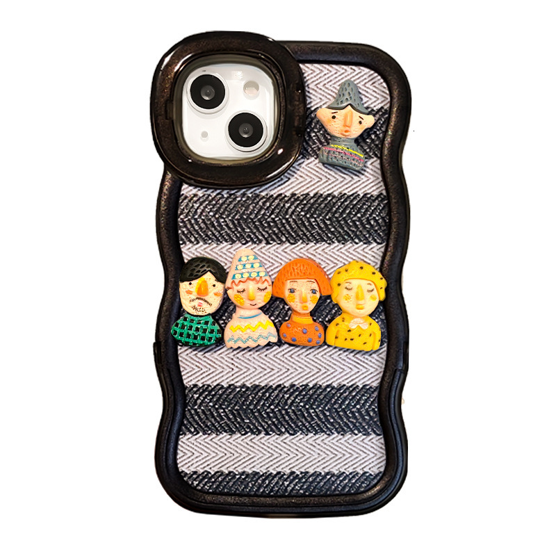 Stripe Doll Lanyard Phone Case Compatible with iPhone 17/16 Pro Max Dual Stand Niche Silicone Protective Case iPhone 16/15