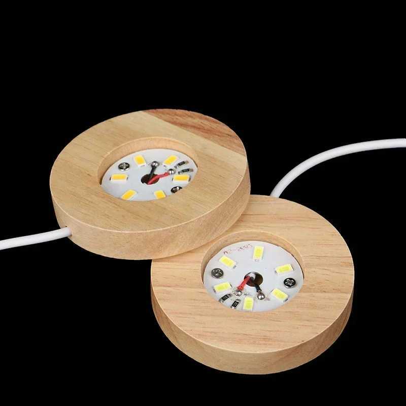 1/4Pcs Wood Desktop Decorative Lights Base Night Light Wooden LED USB RGB Display Lamp Display Stand Lamps Holder Art Ornament M251118