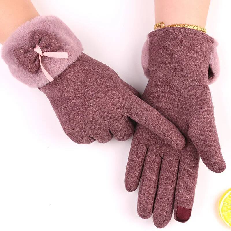 Cute Bow-Knot Glove Fashion Girl Winter Thicken Mittens Women Driving Keep Warm Hand Youth Female Touch Screen Gloves ddmynov
