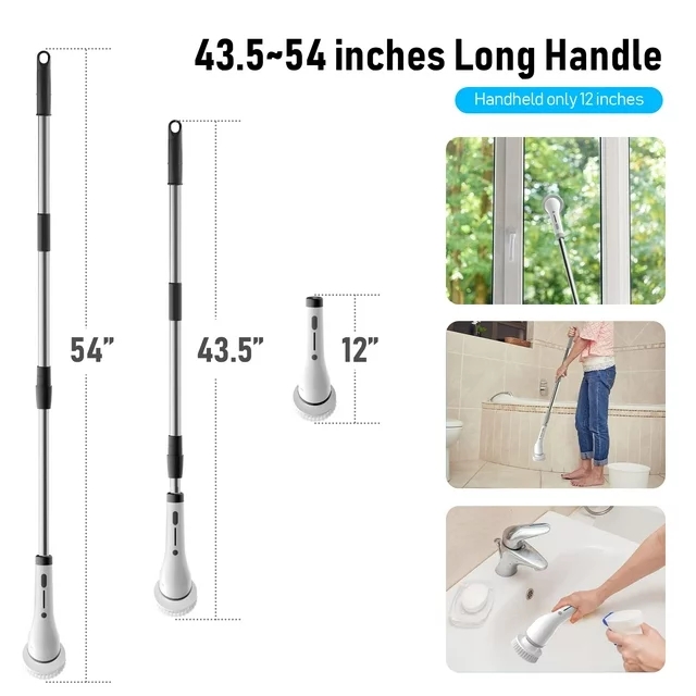 Electric Spin Scrubber, Cordless Bath Tub Power Scrubber 8in1, Deep Cleaning, Shower Cleaning Brush Household Tools for Bathroom & Tile Floor