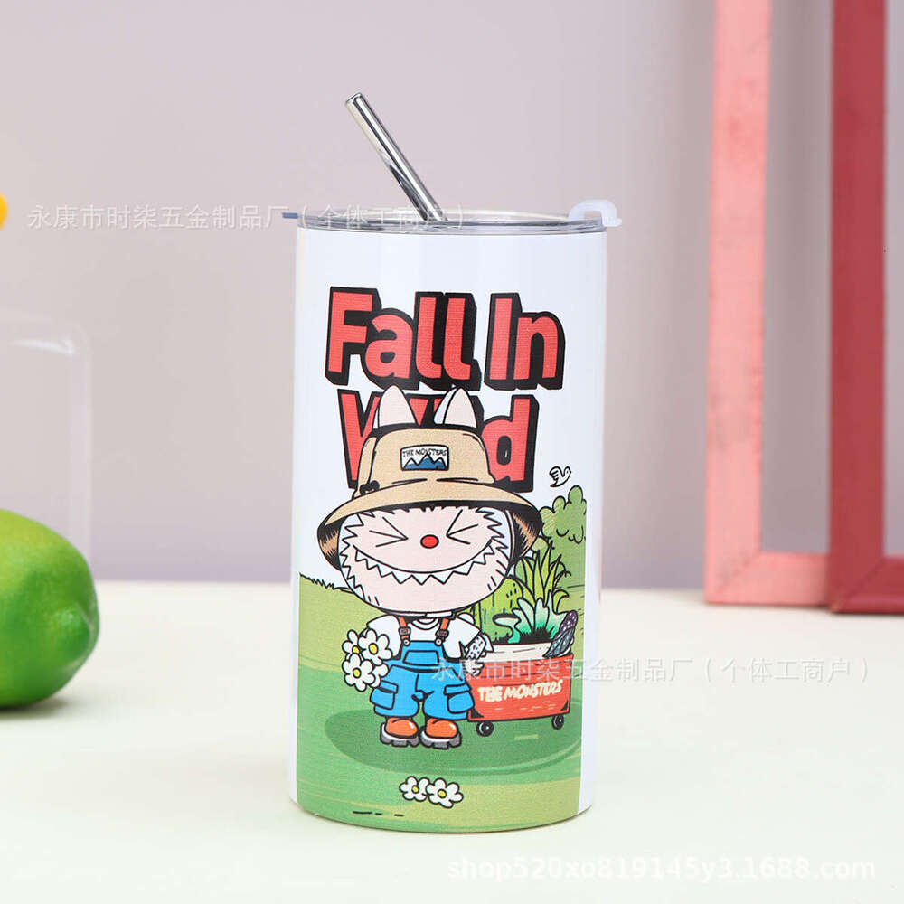 Customized 3D printed 304 stainless steel insulated cartoon straw portable large capacity iced American coffee cup 17f9 73c