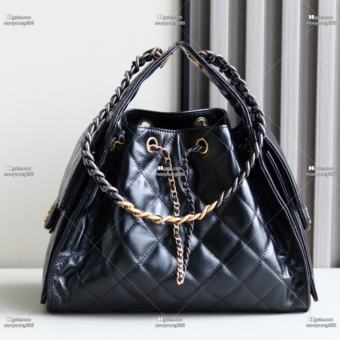 12A Upgrade Mirror Quality Designer 25 Hobo Bag Mix Tone Handbags for Women Shiny Crumpled Calfskin Leather Shoulder Bag Black Quilted Purse AS5631 AS5293 AS5311