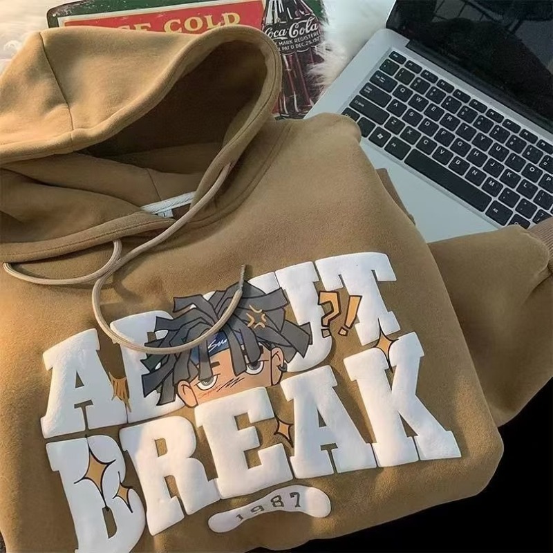 Hooded sweatshirt mens autumn and winter 2024 new trendy brand ins loose autumn clothes mens autumn and winter styles with hat jacket trendy