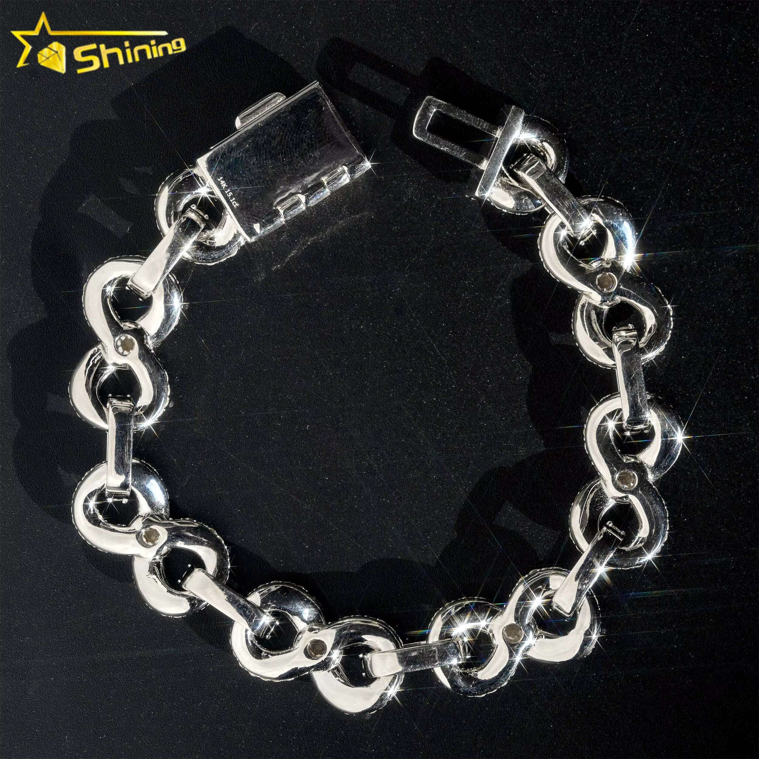 Fine Jewelry 13MM Bracelets D VVS Lab Dia Cuban Link Chain Iced Out Sier Moissanite Infinity Bracelet