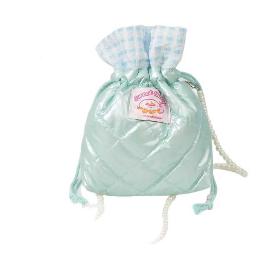 Portable Drawstring Small Bucket Bag Lightweight Pearl Chain Shoulder Strap Travel Bucket Bag Shoulder Bag for TravelW251118