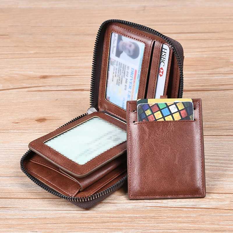 Luxury Designer Genuine Leather Mens Wallets RFIDCard Holder Men Wallet Zipper Coin Purse for Male Cardholder BillfoldT251118
