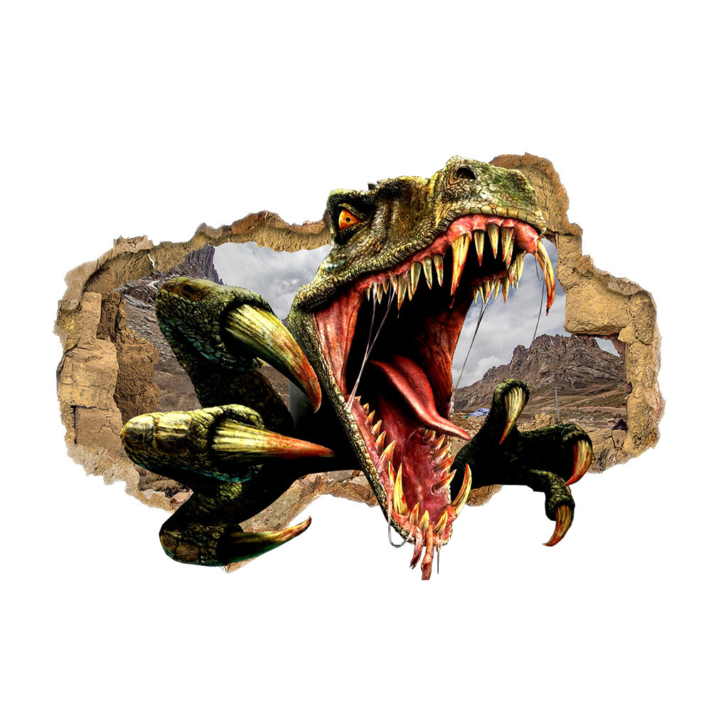 Custom Size 3D Stereo Brick Wall Modern Creative Art Wall Painting Dinosaur Broken Wall Decorations Living Room Po Wallpaper 210722