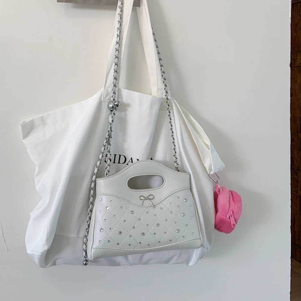 Luxury Designer Diamond Grid Handbags for Women Commuting Shopping Trendy Chains Crossbody Bag Elegant Lady Bow Shoulder BagsW251118