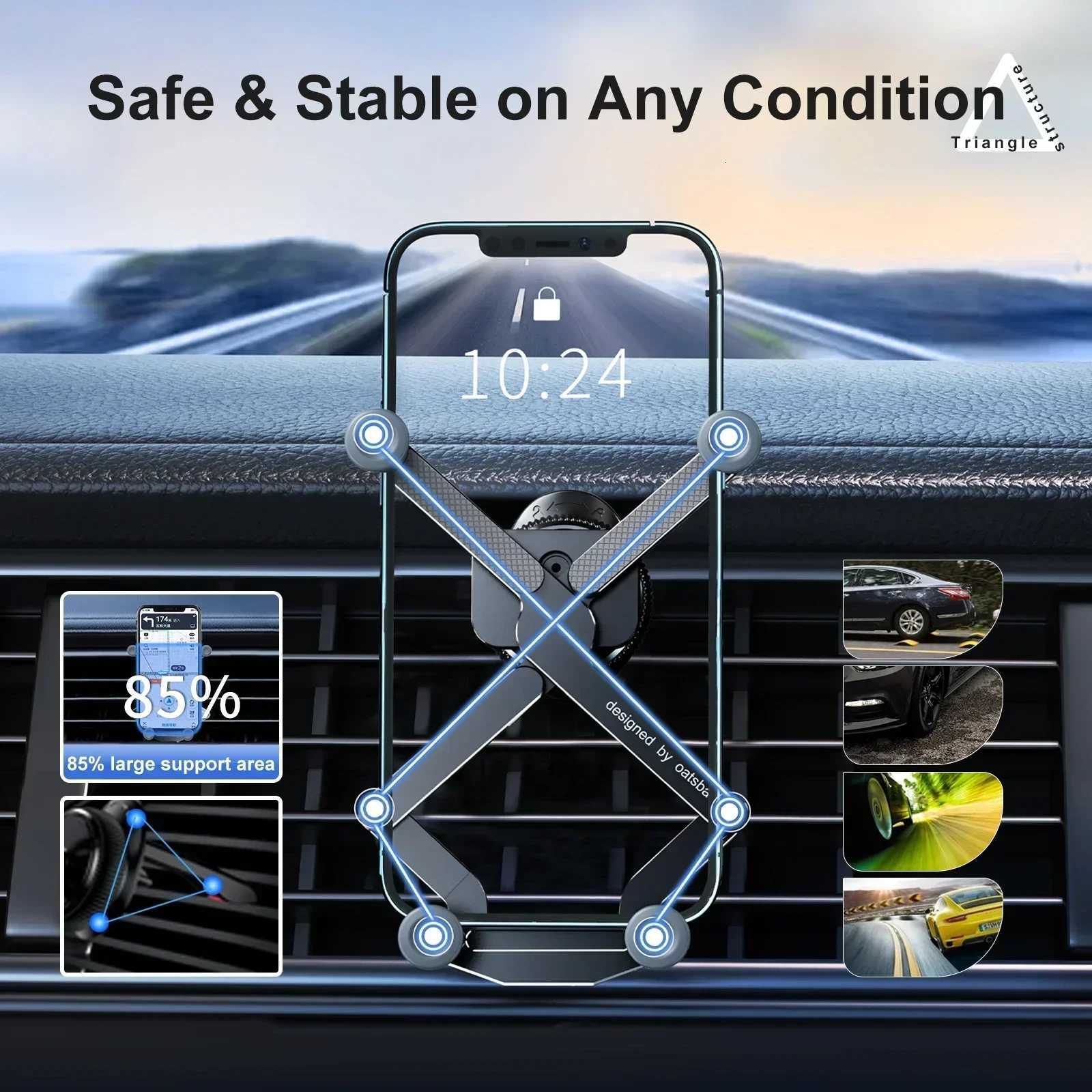 Oatsbasf Metal Car Air Vent Phone Holder Gravity Mount with 360 Rotation for iPhone 17 16 15 Pro Max 47-72 DevicesM251118 - view 3