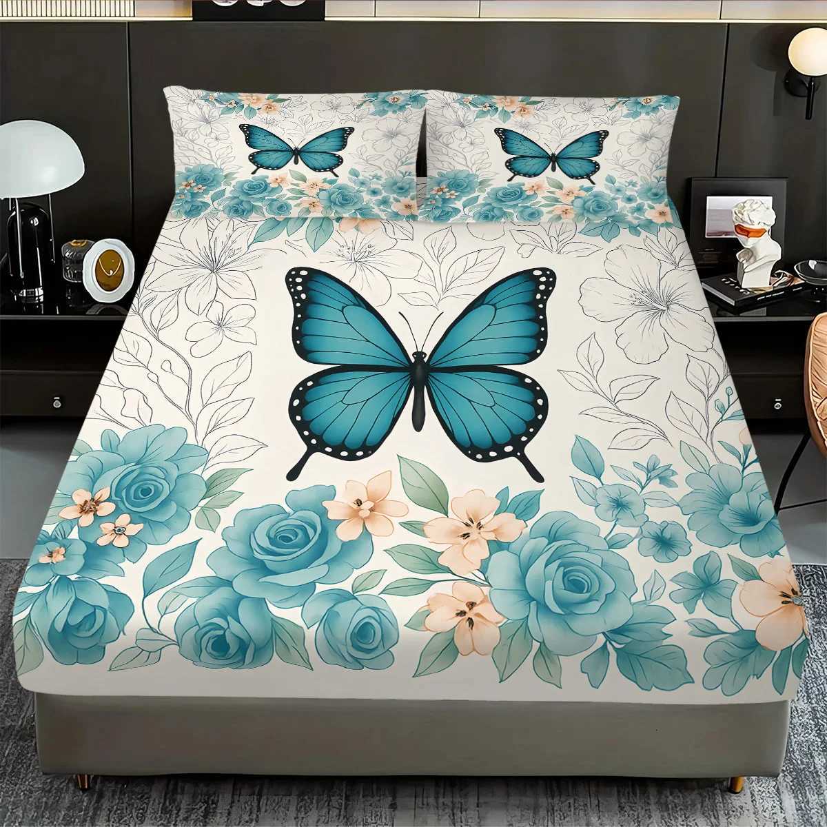 3pcs Dreamy Beautiful Butterfly Printed Coreless Bed Sheet Set in Multiple Size Comfortable Bed Cover Bedroom Bedding DecorationM251118