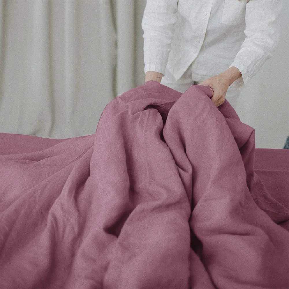 SimpleOpulence 100 Linen Bedding Set 3Pcs Washed Comforter Boho Breathable Queen King Size Duvet Cover Bed Sheet ShamsM251118