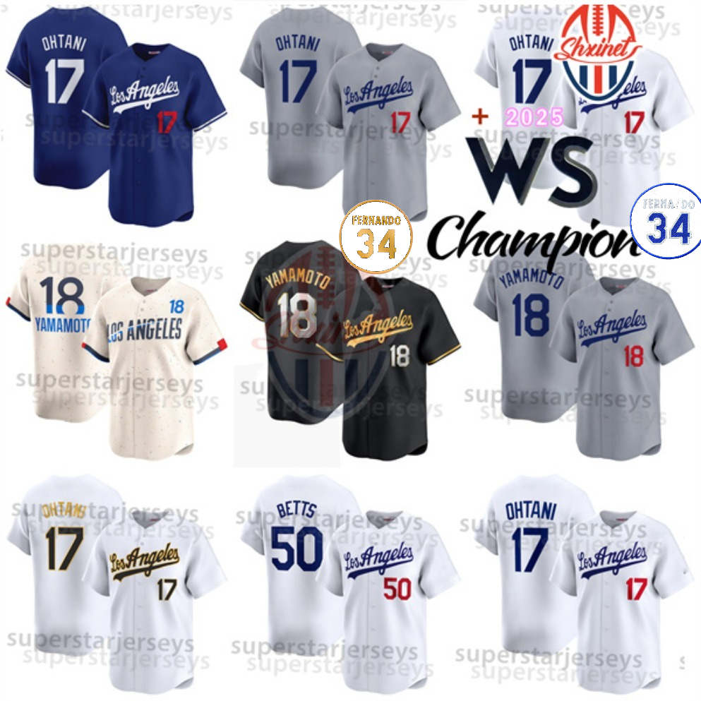 Custom 2025 World Series Champion Baseball Jerseys Yoshinobu Yamamoto Shohei Ohtani Mookie Betts Roki Sasaki Tommy Edman Freddie Freeman Smith Edman I