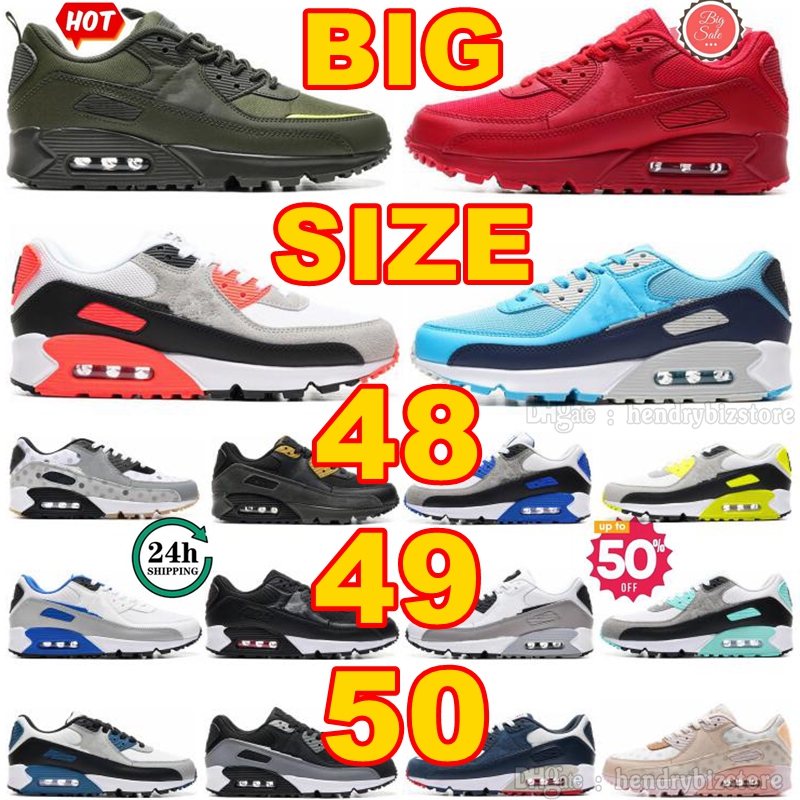 Men's & Women's Big Size Athletic Sneakers Red with IR Technology for Runners Sizes up to 50 Large Sizing Cyber Sapphire Running Footwear Trainers