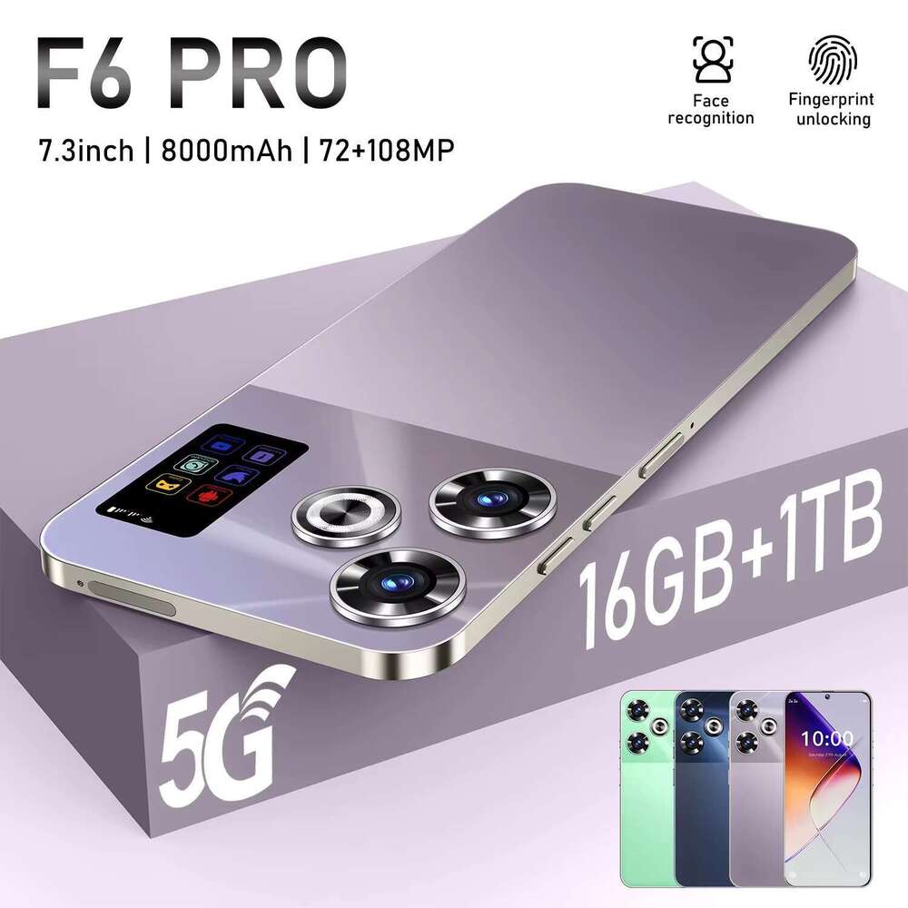 Nice Fn Factory Price 5G F6 Pro Android Mobile Phone 7.3-Inch 10-Core Processor 16GB + 1TB Display Dual SIM Gaming Smartphone