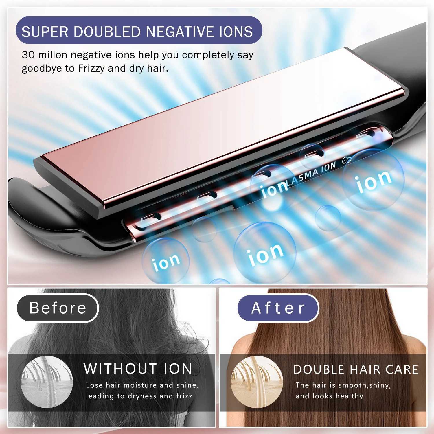 Hair Straightener Anti-scald Suspended Floating Plate Plasma 450F Hair Flat Iron Smooth Frizz Salon Styling Tools Dual Voltage W250610