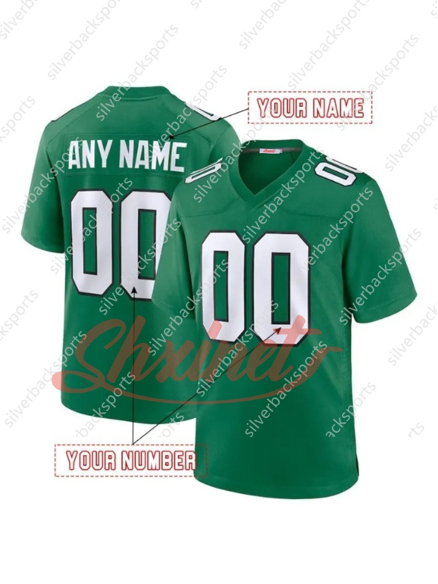 Custom Football Jerseys 26 Saquon Barkley Jalen Hurts 2025 Cooper DeJean Kenny Pickett Jason Kelce Brown Miles Sanders DeVonta Smith Haason Reddick Sw