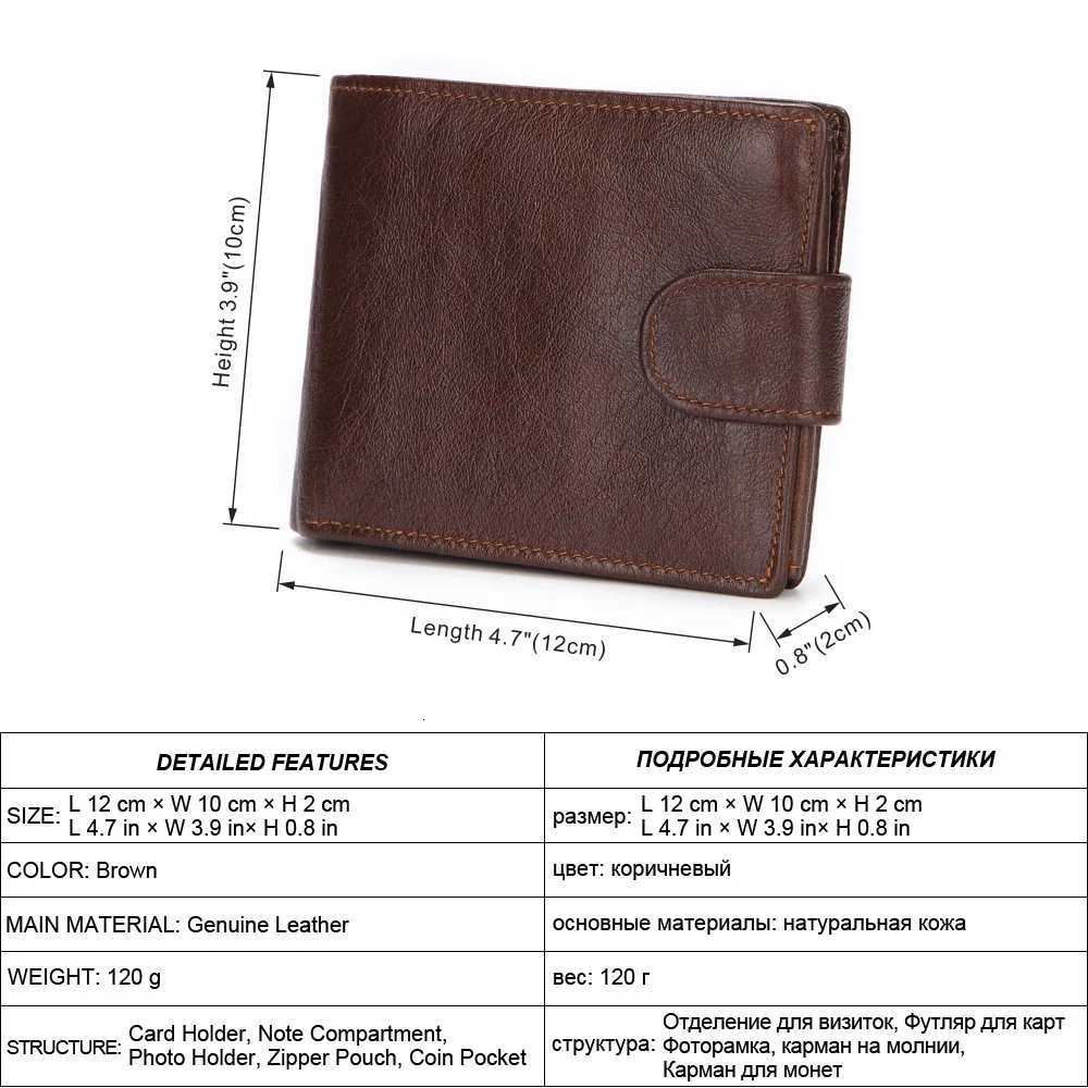 GENODERN New Wallet with Buckle for Men Genuine Leather Men Wallets Brown Male Purse Card HolderT251118