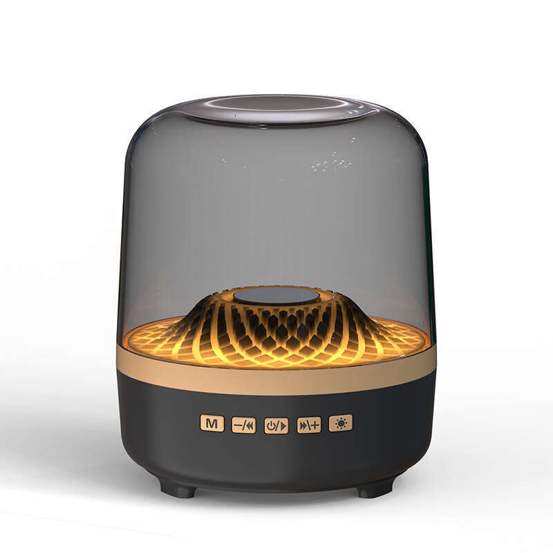Hot Sale Black Gold RGB Light Portable Dual Battery Life Bluetooth Glass Crystal Speaker