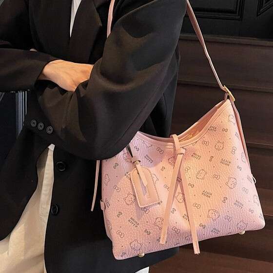 Korean printed tote new fashionable versatile casual shoulder women's bag, niche and trendy design, underarm bag