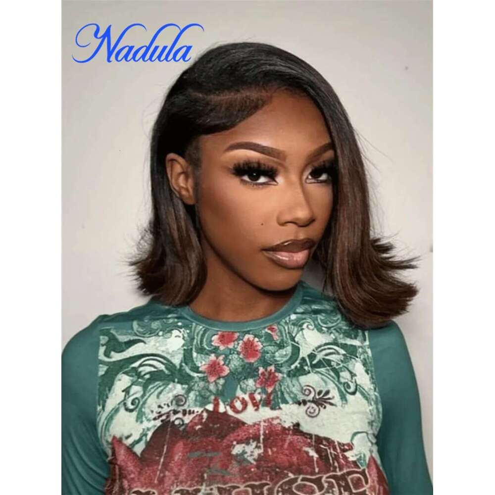 Nadula 13X4 Lace Frontal Glueless Loose Wave Chesut Brown Ombre Spiral Curls Pre Everything Wig Short Bob Human Hair