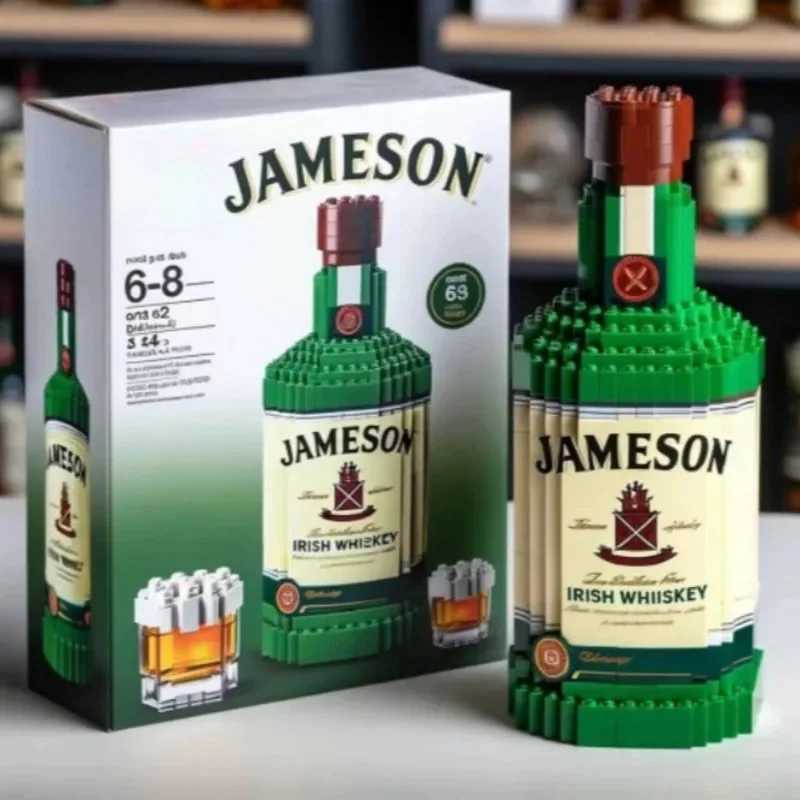 Building Block Whiskey Bottle Simulation Wine Bottle Assemble Building Blocks Creative Building BlockOrnaments Home Decor X251118