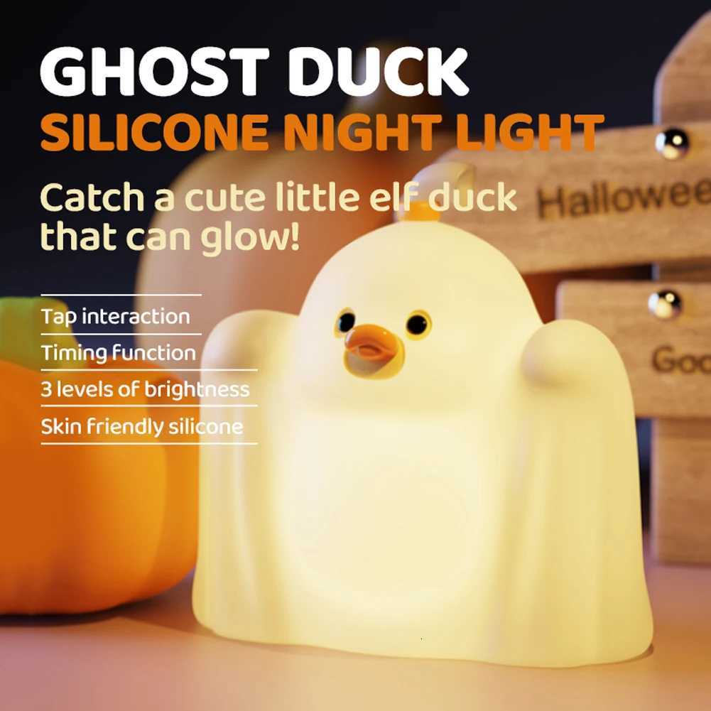 Halloween LED Night Light Warm Light Ghost Touch Lamp Cartoon Patting Silicone Cute Pumpkin Nightlight For Desk Decor M251118